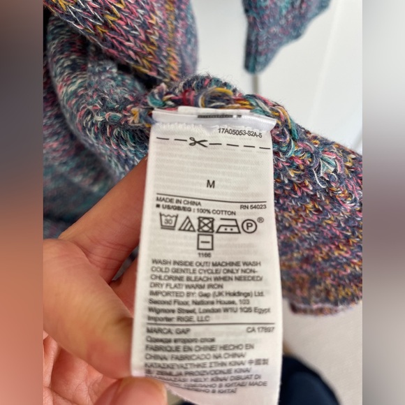 Gap Cotton Open Front Long Knit Cardigan Striped Colourful | M - Picture 5 of 6